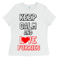 White Keep Calm And Love Furries Ladies Tee - Bettercallsaul