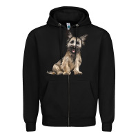Black Skye Terrier Dog Illustrations Zipper Hoodie - LillyAllenDesigns