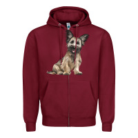 Burgundy Skye Terrier Dog Illustrations Zipper Hoodie - LillyAllenDesigns