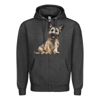 Charcoal Heather Skye Terrier Dog Illustrations Zipper Hoodie - LillyAllenDesigns