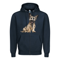 Navy Skye Terrier Dog Illustrations Zipper Hoodie - LillyAllenDesigns