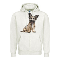 Oatmeal Heather Skye Terrier Dog Illustrations Zipper Hoodie - LillyAllenDesigns