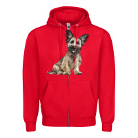Red Skye Terrier Dog Illustrations Zipper Hoodie - LillyAllenDesigns