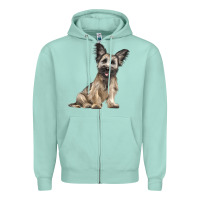 Seafoam Skye Terrier Dog Illustrations Zipper Hoodie - LillyAllenDesigns