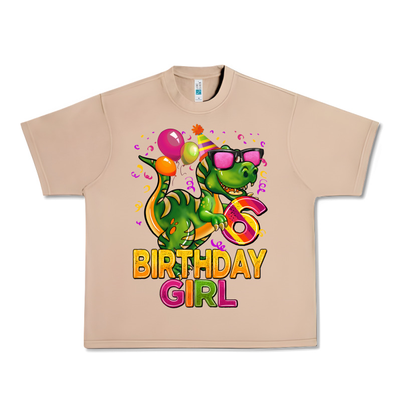 6th Birthday Girl T Rex Pink Urban Heavy Tee by CowGirlArtShop | Teevron