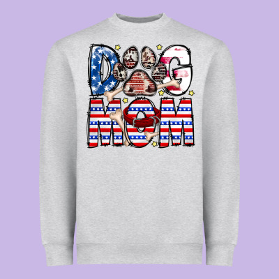 American Dog Mom Heavyweight Sweatshirt Designed By Cowhidedigitalart
