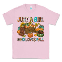 Bubblegum Pink Just a Girl Who Loves Fall Classic Tee - texasbilliewilder