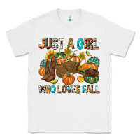 White Just a Girl Who Loves Fall Classic Tee - texasbilliewilder