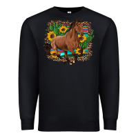 Black western horse cactus sunflowers serape leopard  turquoise wooden Premium Sweatshirt - Artiststas