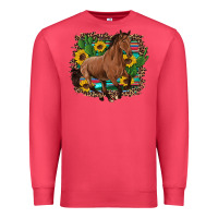 Cardinal western horse cactus sunflowers serape leopard  turquoise wooden Premium Sweatshirt - Artiststas
