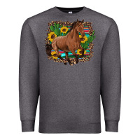 Charcoal Heather western horse cactus sunflowers serape leopard  turquoise wooden Premium Sweatshirt - Artiststas
