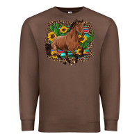 Chestnut western horse cactus sunflowers serape leopard  turquoise wooden Premium Sweatshirt - Artiststas