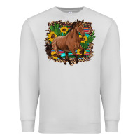 Dove Grey western horse cactus sunflowers serape leopard  turquoise wooden Premium Sweatshirt - Artiststas