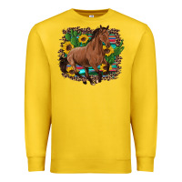 Lemon western horse cactus sunflowers serape leopard  turquoise wooden Premium Sweatshirt - Artiststas