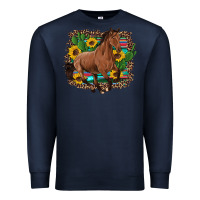 Navy western horse cactus sunflowers serape leopard  turquoise wooden Premium Sweatshirt - Artiststas