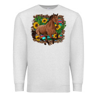 Oatmeal Heather western horse cactus sunflowers serape leopard  turquoise wooden Premium Sweatshirt - Artiststas