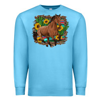 Ocean Blue western horse cactus sunflowers serape leopard  turquoise wooden Premium Sweatshirt - Artiststas