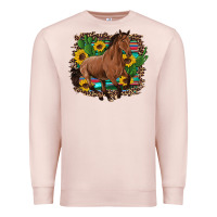 Pale Pink western horse cactus sunflowers serape leopard  turquoise wooden Premium Sweatshirt - Artiststas