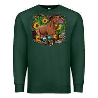 Sports Green western horse cactus sunflowers serape leopard  turquoise wooden Premium Sweatshirt - Artiststas
