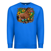 True Royal western horse cactus sunflowers serape leopard  turquoise wooden Premium Sweatshirt - Artiststas