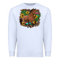 White western horse cactus sunflowers serape leopard  turquoise wooden Premium Sweatshirt - Artiststas