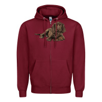 Burgundy Sussex Spaniels llustrations Zipper Hoodie - LillyAllenDesigns
