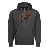 Charcoal Heather Sussex Spaniels llustrations Zipper Hoodie - LillyAllenDesigns