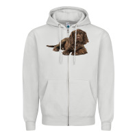 Dove Grey Sussex Spaniels llustrations Zipper Hoodie - LillyAllenDesigns