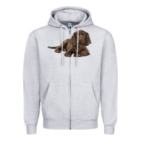 Heather Grey Sussex Spaniels llustrations Zipper Hoodie - LillyAllenDesigns