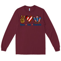 Burgundy Peace Love Fireworks Long Sleeve Tee - Jasminsmagicworld