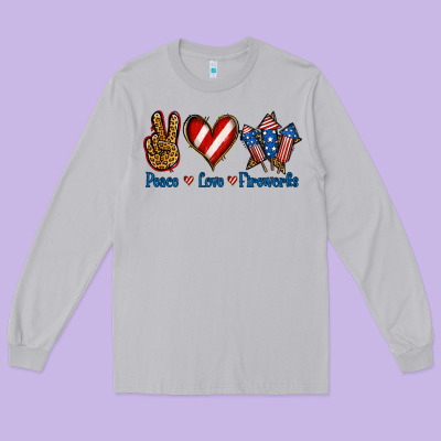 Peace Love Fireworks Long Sleeve Tee Designed By Jasminsmagicworld