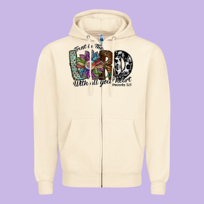 Trust In The Lord With All Your Heart Zipper Hoodie Designed By Sublimationcraftshop