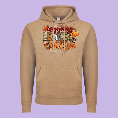 Leaves And Lattes Vintage Hoodie Designed By Cowgirlartshop