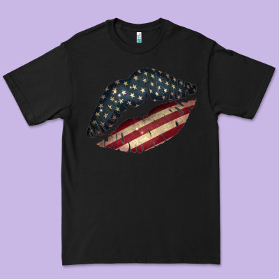 Vintage American Flag Lips Premium Tee Designed By Bettercallsaul