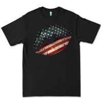 Black Vintage American Flag Lips Premium Tee - Bettercallsaul