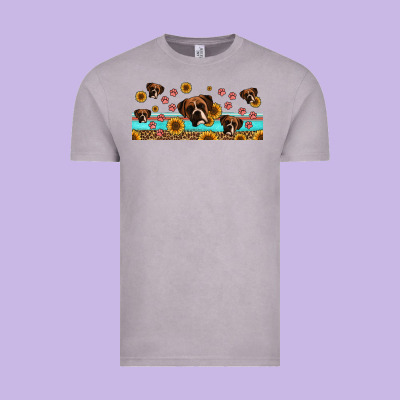 Western Boxer Dogs Vintage Tee Designed By Jasminsmagicworld