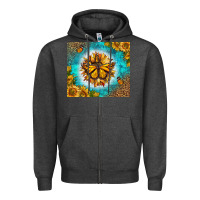 Charcoal Heather Monarch Butterfly Sunflower Zipper Hoodie - LillyAllenDesigns