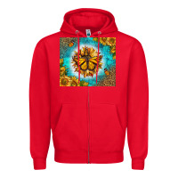 Red Monarch Butterfly Sunflower Zipper Hoodie - LillyAllenDesigns