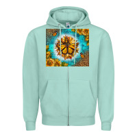 Seafoam Monarch Butterfly Sunflower Zipper Hoodie - LillyAllenDesigns