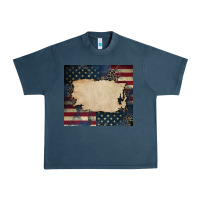 Midnight Navy American flag add your text Urban Heavy Tee - CowGirlArtShop
