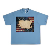 Pebble Blue American flag add your text Urban Heavy Tee - CowGirlArtShop