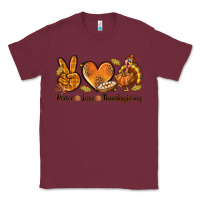 Burgundy Peace Love Thanksgiving Classic Tee - texasbilliewilder