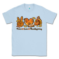 Dusty Blue Peace Love Thanksgiving Classic Tee - texasbilliewilder