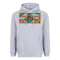 Heather Grey bucking bronco aztec shape license plate Heavyweight Hoodie - Artiststas