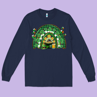 St. Patrick's Rainbow Long Sleeve Tee Designed By Cowgirlartshop