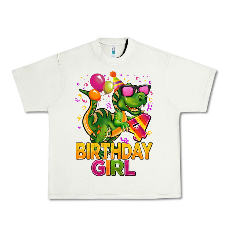 4th Birthday Girl T Rex Pink Urban Heavy Tee by CowGirlArtShop | Teevron