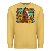 Antique Gold horse sunflowers turquoise wooden serape leopard Premium Sweatshirt - Artiststas