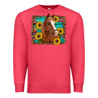 Cardinal horse sunflowers turquoise wooden serape leopard Premium Sweatshirt - Artiststas