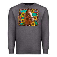 Charcoal Heather horse sunflowers turquoise wooden serape leopard Premium Sweatshirt - Artiststas