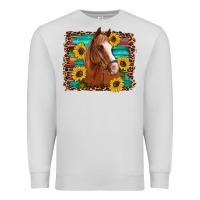 Dove Grey horse sunflowers turquoise wooden serape leopard Premium Sweatshirt - Artiststas